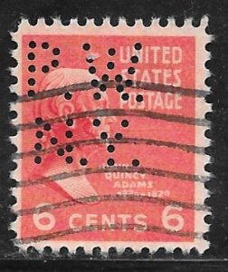 USA 811: 2c J.Q. Adams, perfin, used, VF