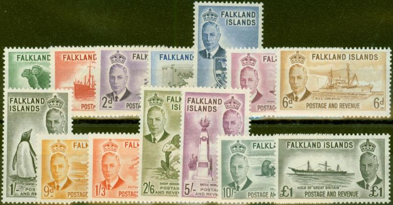 Falkland Is 1952 set of 14 SG172-185 V.F Very Lightly Mtd Mint