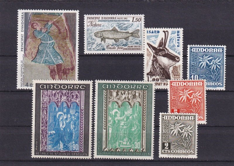 SA24d French and Spanish Andorra 1970's-1980's selection mint stamps