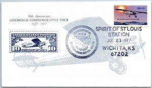 US SPECIAL EVENT COVER SPIRIT OF ST. LOUIS LINDBERGH COMMEM TOUR WICHITA KS 1977