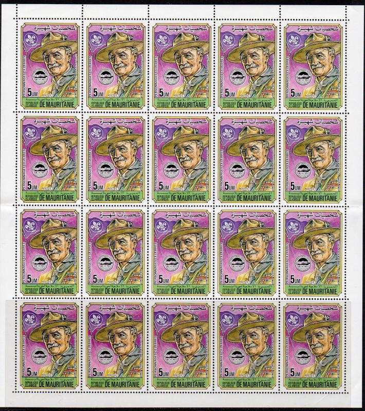 Mauritania 1984 Sc#553 Scouting Year/Lord Baden-Powell Mini-Sheetlet ((20) Perf.