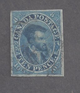 Canada # 7ii 10d BLUE JACQUES CARTIER IMPERFORATE RE-ENTRY BS27810