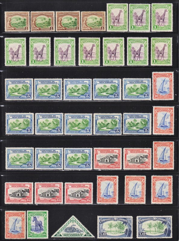 Mozambique Company 65 F to VF mint H or HR stamps (a couple are unused no gum).