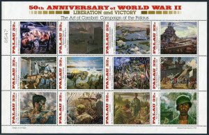 Palau 379 al,380 ae sheets,381,MNH. End of WW II-50,1995.Paintings,Draper,Murray