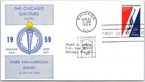 U.S. FIRST DAY COVER THE THIRD PAN AMERICAN GAMES (CHICAGO SUN-TIMES) 1959