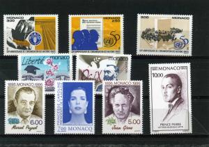 MONACO 1995 Sc#1944-1948,1952,1955,1959-1960 SET OF 9 STAMPS MNH