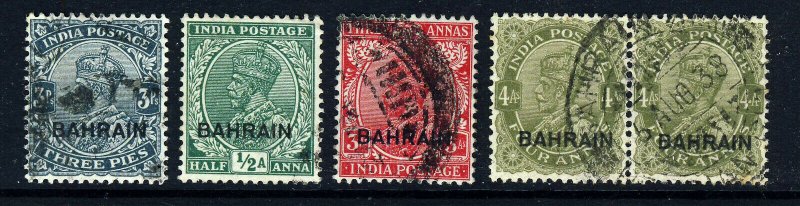 BAHRAIN KG V 1933-7 INDIA Wmk Mult Stars Group Overprinted BAHRAIN SG 1 - 19 VFU 