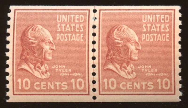 US Sc# 847, MHR.  10¢ Presidential Series (John Tyler) Joint Line Pair.