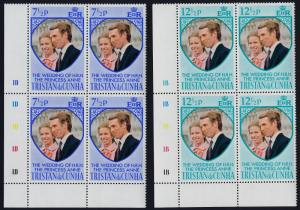 Tristan Da Cunha 189-90 BL Block Plate 1D,1B MNH Princess Anne, Wedding