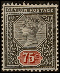 Ceylon 141 - Mint-H - 75c Queen Victoria (1900) (cv $11.00)