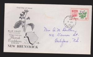 CANADA FDC Scott # 421 - New Brunswick Purple Violet Rose Craft Cachet