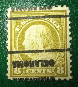 US Stamp 1917 8c Franklin Inverted Shifted Precancel Oklahoma