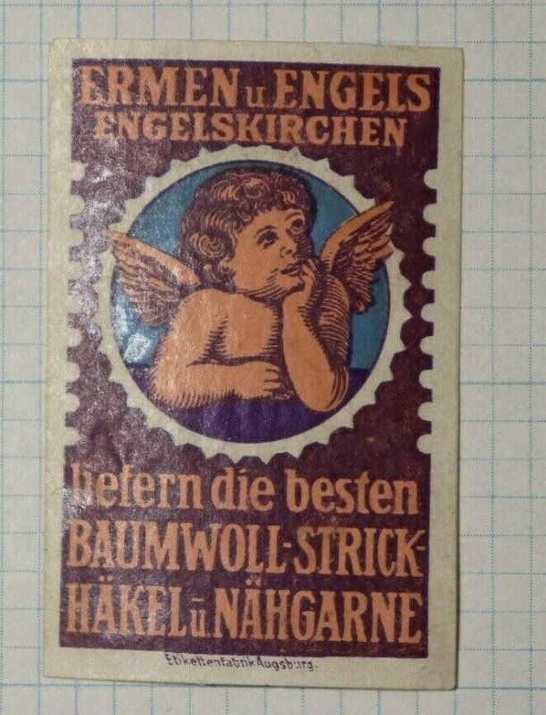 Ermen & Angels Cotton Knitting Hook & Thread German Brand Poster Stamp Ads