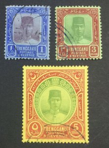 MOMEN: MALAYA TRENGGANU SG #23-25 MULT CROWN CA USED LOT #60884