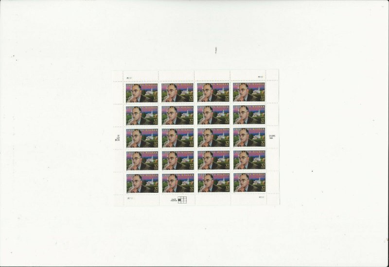 US Stamps Sheet/Postage Sct #3134 Thornton Wilder-novelist MNH F-VF OG  FV 6.40