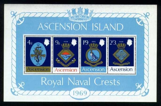 Ascension #129a Arms of Royal Navy Ships, MNH (9.00)