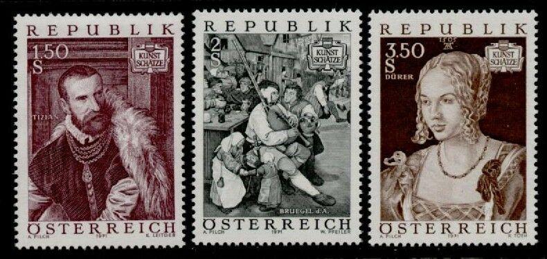 Austria 894-6 MNH Art, Paintings, Vienna Museum