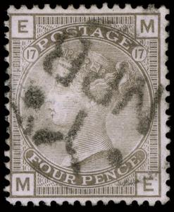 SG154, 4d grey-brown PLATE 17, FINE USED. Cat £525. NPB POSTMARK ME