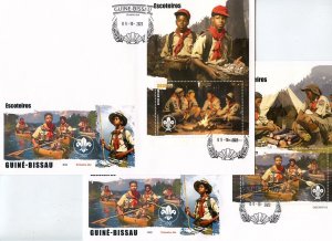 GUINEA BISSAU 2023 BOY SCOUTS SET OF TWO SOUVENIR SHEETS ON FIRST DAY COVERS