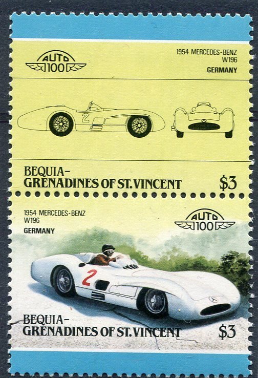 Bequia CAR MERCEDES-BENZ Germany Pair Perforated Mint (NH)