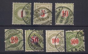 SWITZERLAND STAMPS, 1884-1897. POSTAGE DUE USED