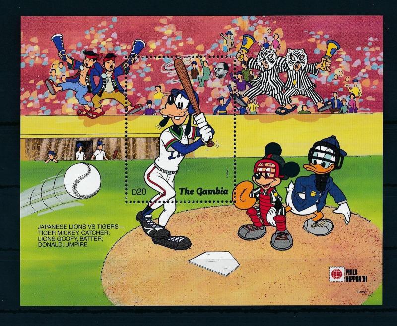 [22368] Gambia 1991 Disney Characters play baseball in Japan MNH