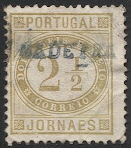 MADEIRA Portuguese Colonies 1876 Sc P1 Used, Blue Provisional Overprint