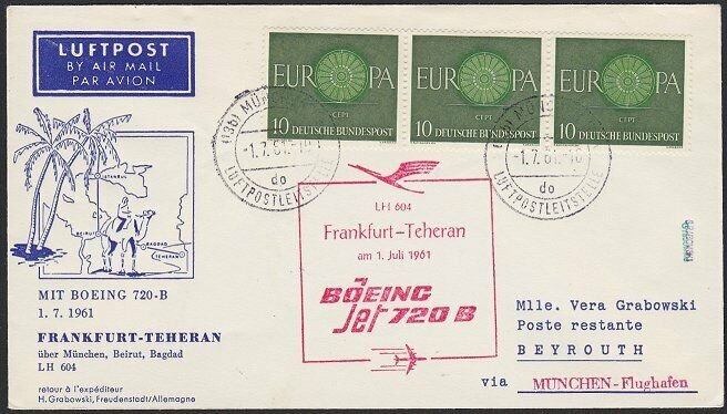 GERMANY 1961 Lufthansa first flight cover to Beirut Lebanon.................H290