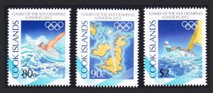 Cook Is. swimming Sailing London Olympic Games 3v 2012 MNH SC#1413-1415