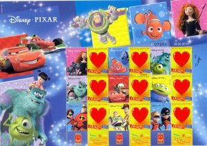 ISRAEL 2013 DISNEY SUMER FUN PIXAR  MY STAMP SHEET MNH 