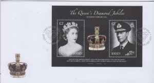 Jersey 2012, 'Diamond Jubilee' , Miniature Sheet.  on FDC
