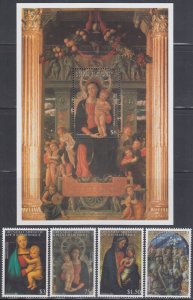 GRENADA GRENADINES Sc #2356-60 CPL MNH SET of 4 + S/S -  CHRISTMAS, ART