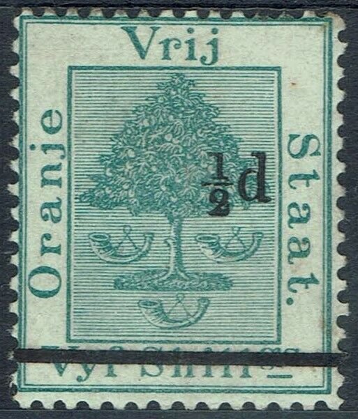 ORANGE FREE STATE 1882 ORANGE TREE 1/2D ON 5/-