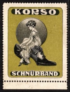 Vintage Germany Poster Stamp Corso Shoe Laces Unused