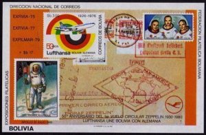 Bolivia 581b,MNH.Michel Bl.105.MNH. Zeppelin.Apollo 11,Astronauts.EXFIVIA,1980.