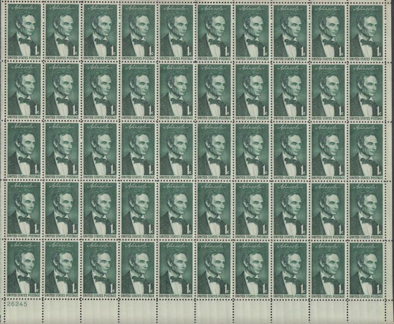 US #1113   Abraham Lincoln   Full sheet of 50  MNH