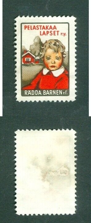 Finland. 1940is Poster Stamp. MNG. .Save The Children Aid. Child, House.