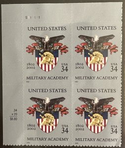 Scott #3560 34¢ Military Academy MNH Block of 4