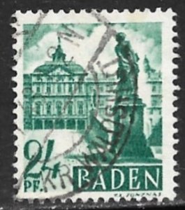 GERMANY FRENCH OCCUPATION BADEN 1948 24pf RASTATT CASTLE Issue Sc 5N22 VFU