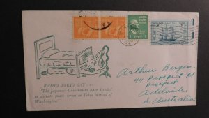 1947 Jeannette PA to Adelaide S Australia Patriotic WWII Cover Radio Tokyo