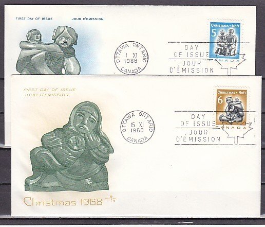 Canada, Scott cat. 488-489. Christmas issue. 2 First day covers. ^