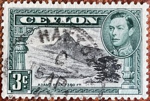 Ceylon #279d Used Single Perf 12 Adam’s Peak L20