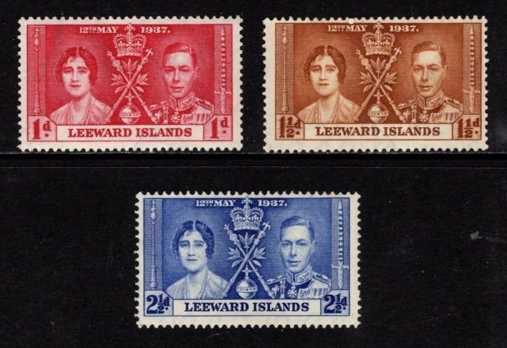 Leeward Islands - #100 - 102 Coronation Issue set/3 - MVLH