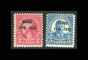 1928 US Stamps Scott #647 & 648 2¢ & 5¢ Hawaii 1928 Overprints MNH