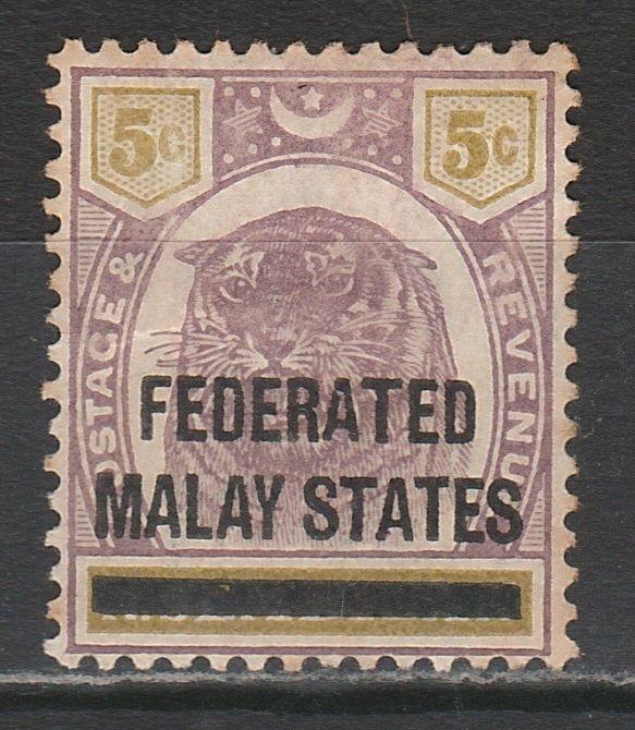 FEDERATED MALAY STATES 1900 OVERPRINTED TIGER NEGRI SEMBILAN 5C