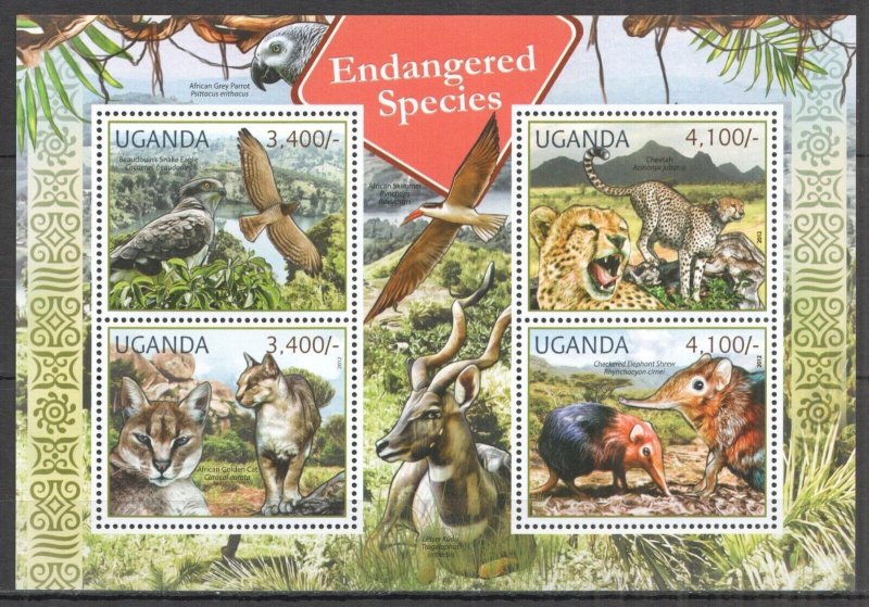 Ug057 2012 Uganda Endangered Species Wild Animals Birds Fauna #2800-3 1Kb Mnh