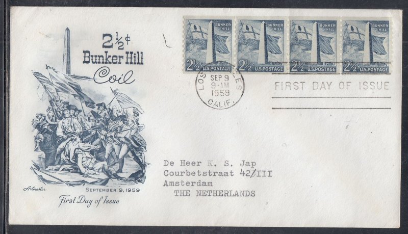 United States Scott 1034 Artmaster FDC - 1959 Bunker Hill Issue
