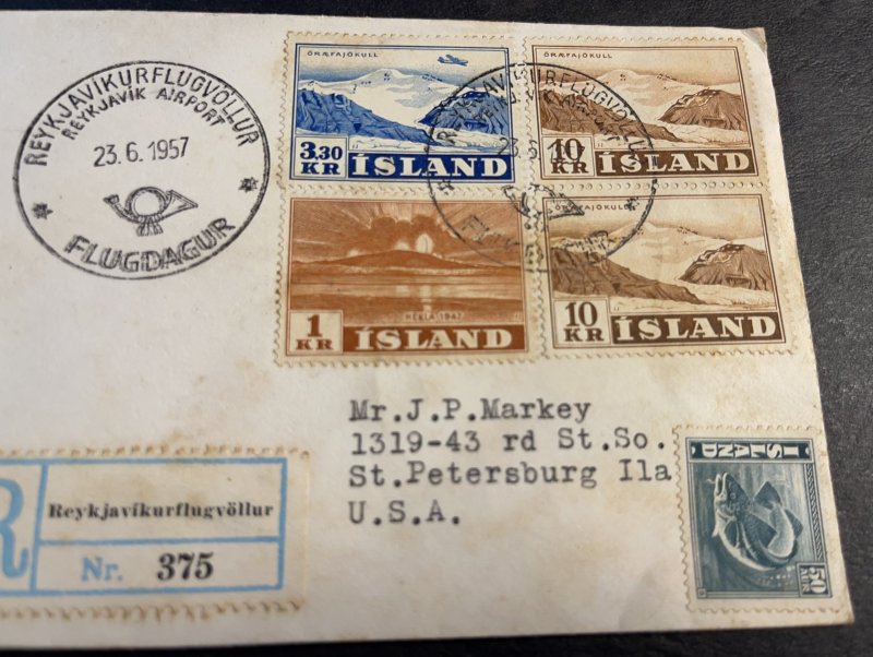 ICELAND # 217,264,304 x 2 & C29-BALLOON POST/JULES VERNE COVER--1957