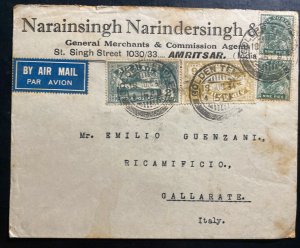 1934 Golden Temple India Commercial Airmail cover To Gallarate Italy