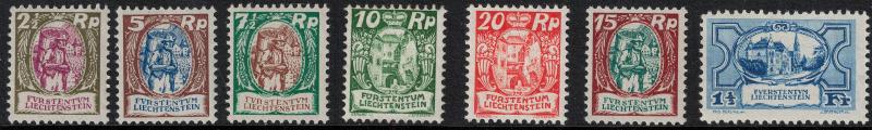 Liechtenstein 1924-8 SC 74-80 Set LH CV $155.50